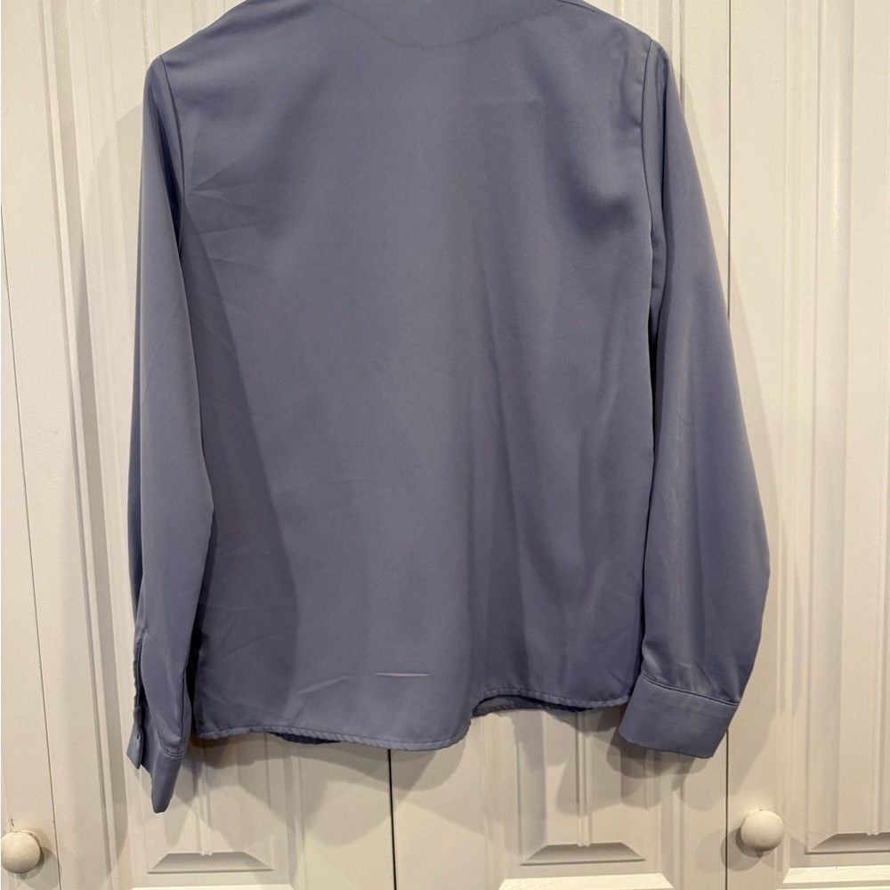 Women’s Band-Collar Dress Shirt — Slate Blue Size XS - Picture 2 of 4